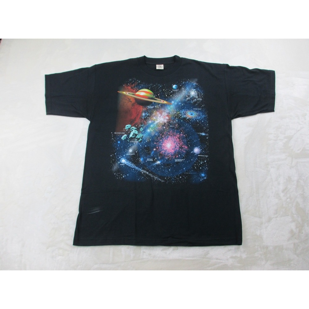 VINTAGE NASA Space Shirt Mens Extra Large Black Galaxy Planets Stars 90s*